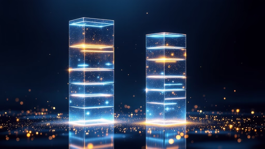ETF Share Class Conversions Go Live: 98 Filings Line Up Behind Dimensional ETF share class conversion concept two abstract fund structures transforming, deep indigo and gold luminous data columns, 8k editorial