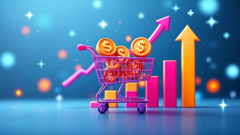 consumer spending growth - shopping and financial growth concept