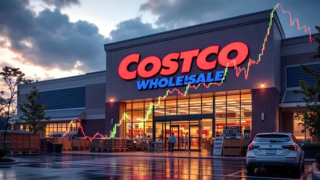 costco earnings q2 2026 - store exterior with stock chart overlay